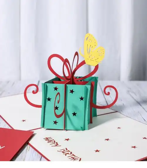 生日快乐创意新款生日立体贺卡手工纸雕祝福贺卡定制生日礼物