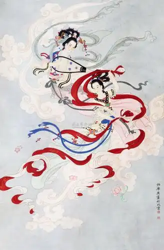 0046 乐女飞天 立轴 纸本