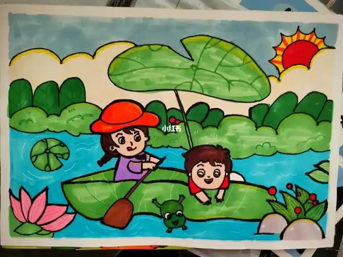 夏天来了一起去看荷花摘莲蓬#绘画临摹  #幼师考编  #荷塘月色  #夏日