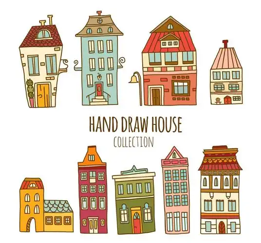 9款手绘房屋设计矢量素材