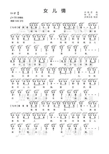 《女儿情》陶笛谱 演奏示范