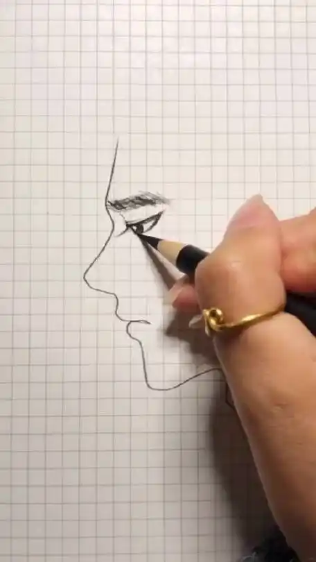 一笔画古风男生侧脸,你学废了吗? by:刺痛我绘画教学