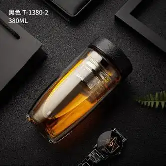 厨具>茶具>茶杯>美斯尼>美斯尼双层玻璃保温杯茶水分离便携水杯厚耐热