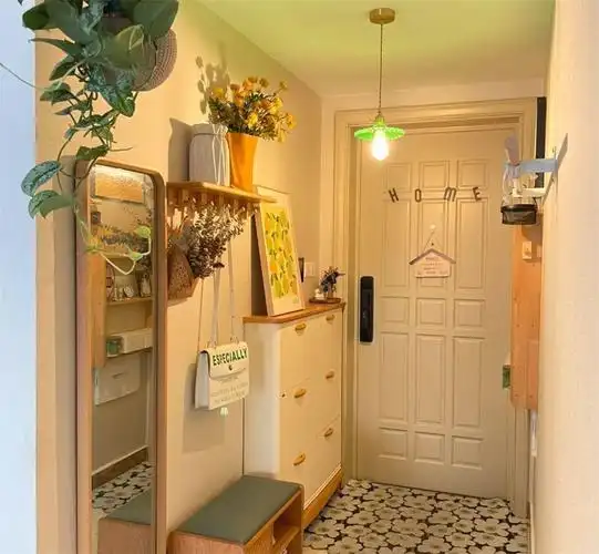 进门玄关设计效果图(客厅入户玄关设计图片)