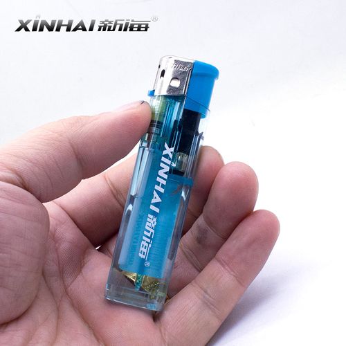 新海50支整盒塑料电子打火机一次性透明小圆机创意一次性打火机
