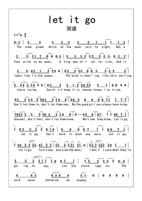 简谱let it go简谱_第1页