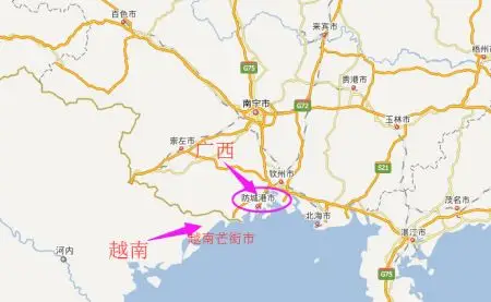 展开全部 广西与越南海陆交界的地方