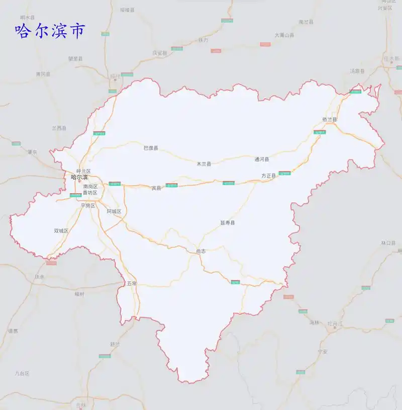 地理百科区县市地图轮廓哈尔滨一