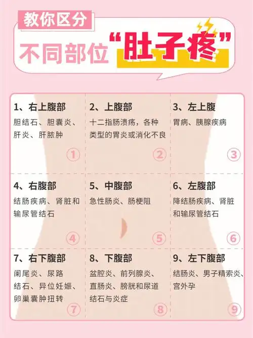 同部位的肚子痛都是有原因的,详情93以参考封面图一9499对照吧!