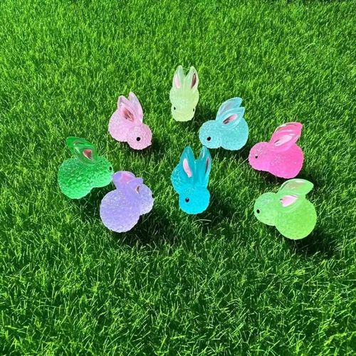 clcey发光兔子彩色迷你夜光发光小兔子可爱发光兔diy装饰配件 夜光