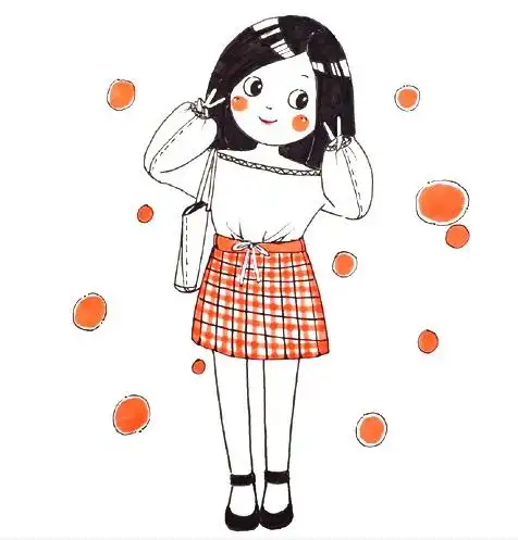 韩版圆脸小女孩简笔画