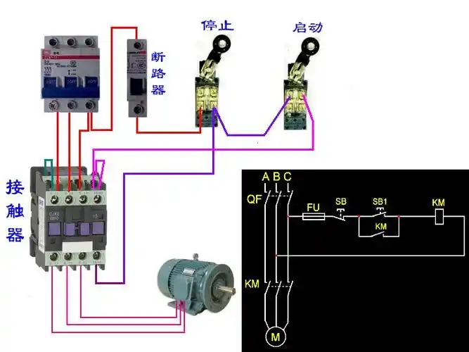 用两个行程开关接在电机上,第一个按一下就开,第二个按一下就关可以吗
