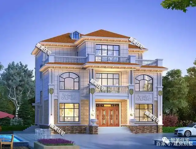 面宽14米的农村别墅,一二层都带厨房,颜值很让人心动