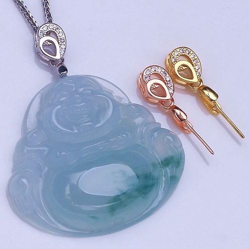 佛公斜孔瓜子s925吊坠扣头新款翡翠玉石卡扣扣