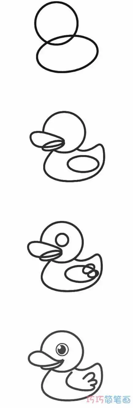 小黄鸭的画法步骤图带颜色 卡通小黄鸭简笔画图片