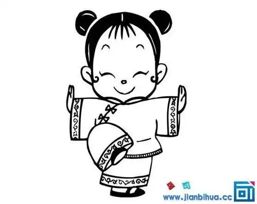 正文中国传说人物简笔画春节小孩拜年简笔画中国拜年娃娃简笔画卡通