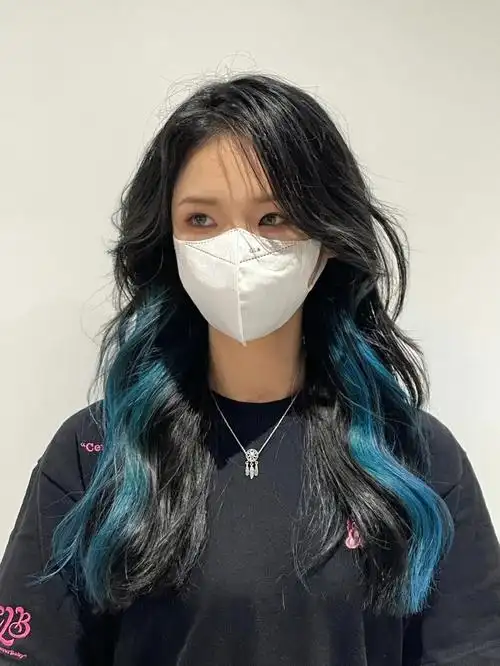 拽姐日记孔雀蓝挂耳染yyds