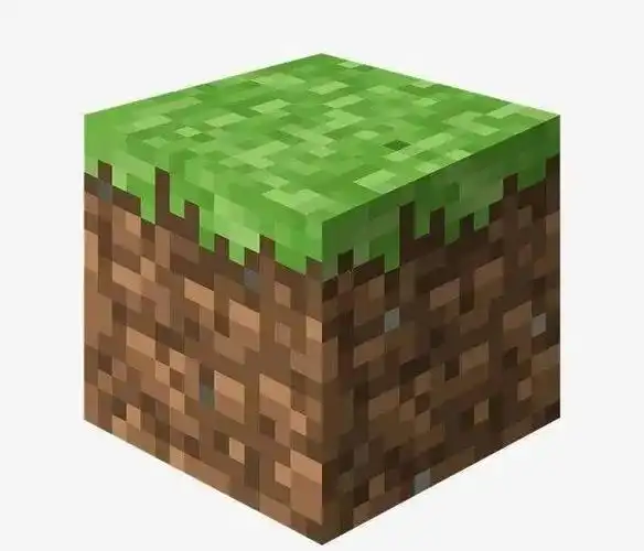 应该都会看见一个表面被绿色覆盖的,还略带点棕灰色颗粒的草方块吧!