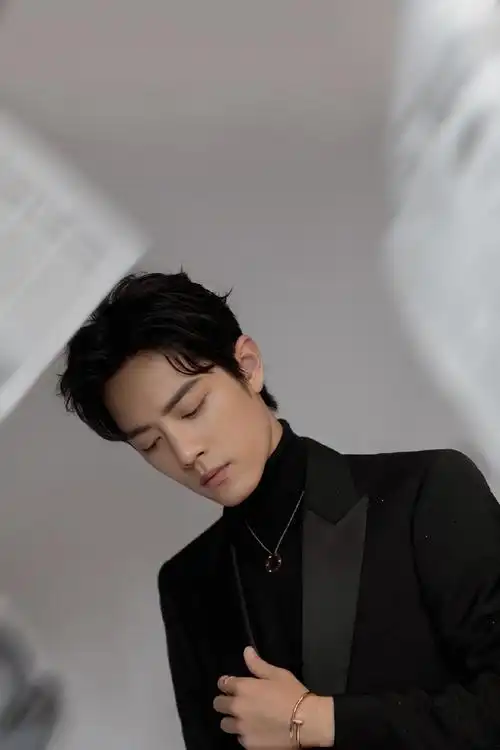 肖战高领毛衣搭配黑色西装 全黑look出席活动斯文帅气