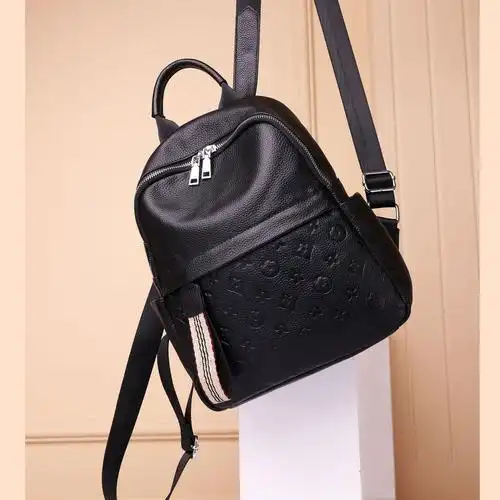 真皮双肩包女士新款时尚百搭头层大容量背包休闲复古单肩包