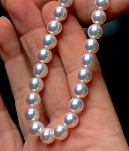 【锦润】新珠日本akoya天然海水珍珠项链送妈妈花珠天女极光正圆