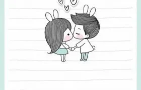 可爱卡通温馨情侣