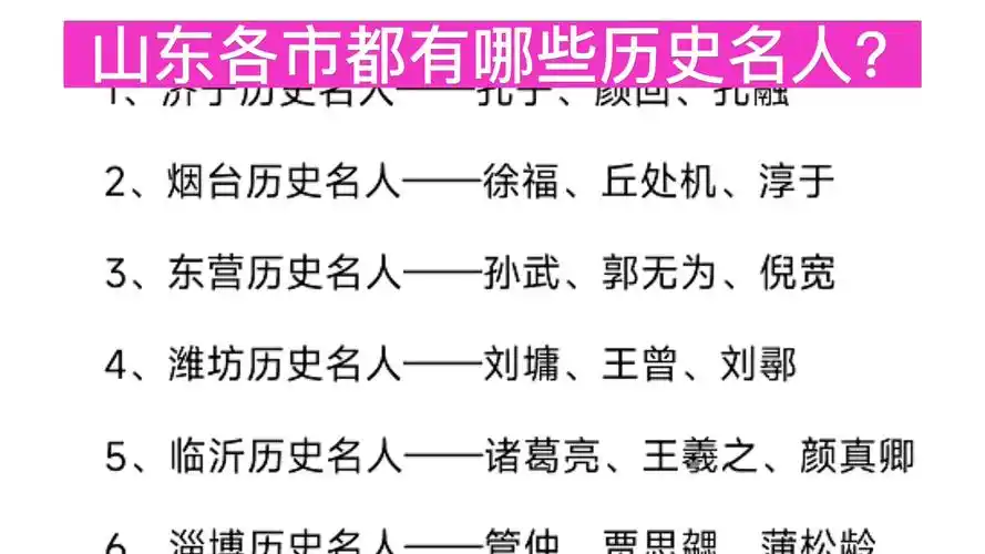 山东各市都有哪些历史名人?