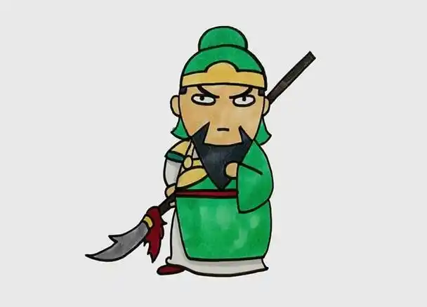 关羽简笔画可爱卡通q版三国关羽简笔画步骤画法教程