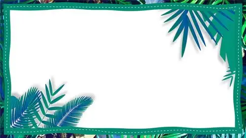 三张绿色植物叶子边框ppt背景图片