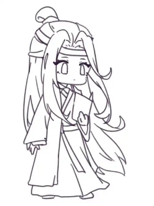 蓝忘机  #蓝湛  #q版人物  #板绘  #照片转手绘  #线稿  #画画的瘸＃