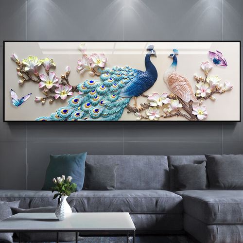 【轻奢高端】孔雀装饰画欧式轻奢沙发背景墙装饰画3d立体孔雀挂画客厅