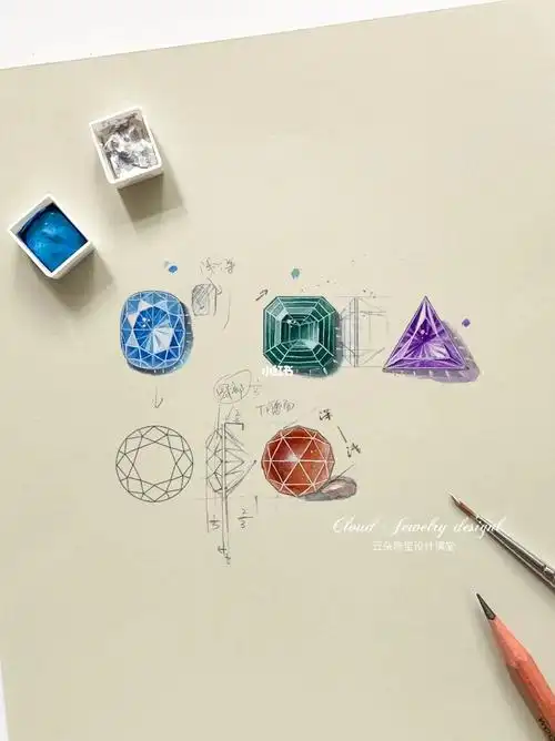 课堂绘图,手绘刻面宝石的画法96