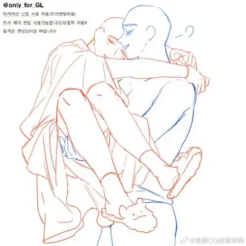 绘画超话#绘画参考##绘画素材#双人互动模板参考