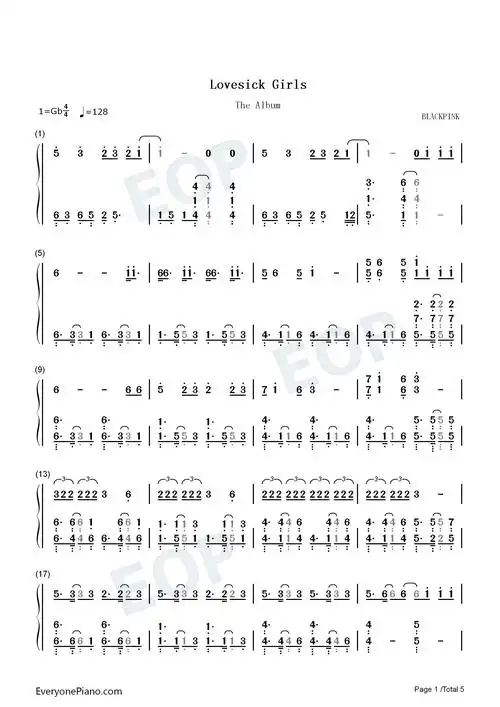 lovesick girls-blackpink双手简谱预览1