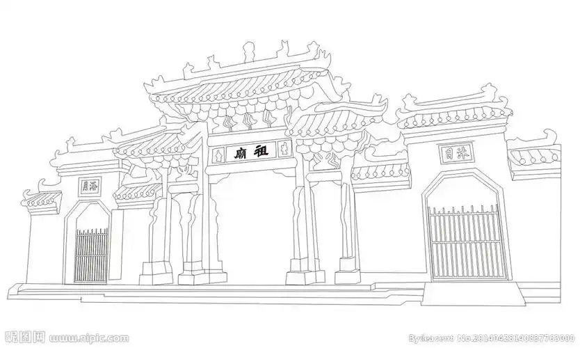 第5页佛山祖庙的简笔画美丽的城市简笔画