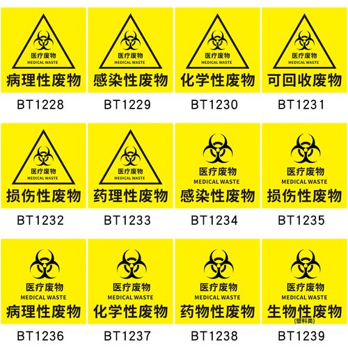 废物医疗五防贴纸提示病理性感染性化学性标志警告标志牌