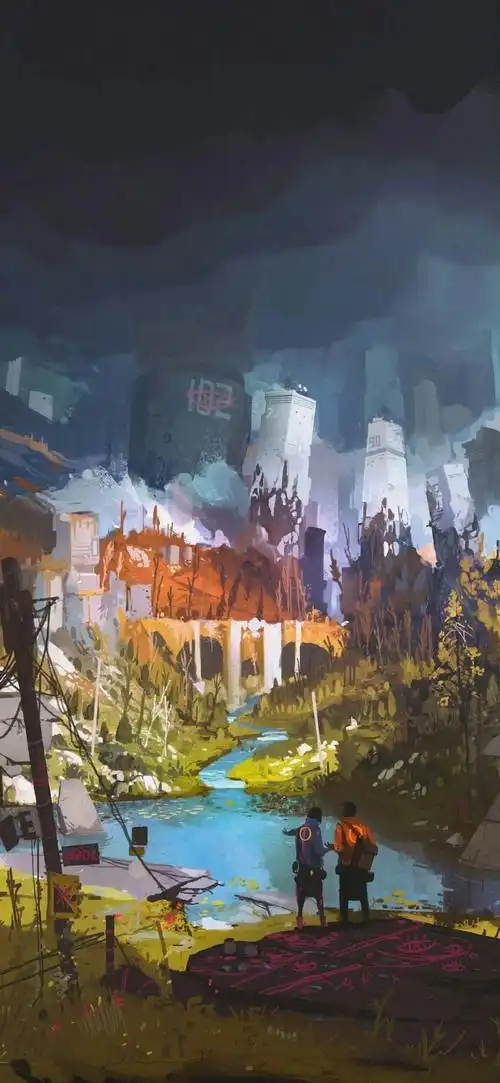 【油画-赛博科幻风壁纸】抱图吱声～谢谢啦～#壁纸