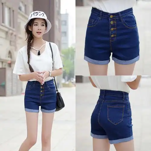 高腰卷边牛仔短裤_收腹牛仔短裤女卷边显瘦弹力新款牛仔裤夏天性感潮