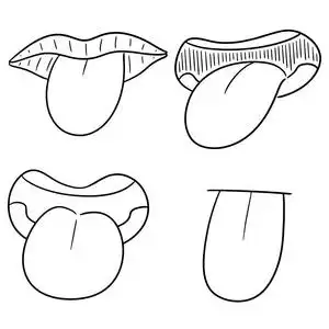 素描侧脸女嘴向量集的嘴和舌头照片