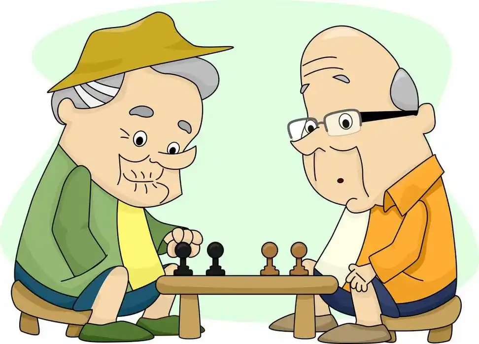 老人们下棋,两个老人下棋的插图