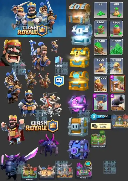 金币卡牌 部落冲突:皇室战争clash royale游戏美术资源素材集/psd图标