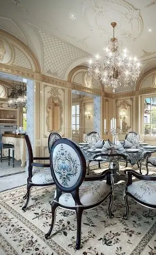 2022法式风格别墅餐厅装饰效果图片