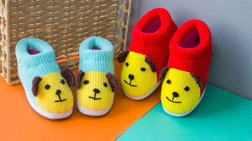 雅馨绣坊雪绒线小狗旺财棉鞋编织教程