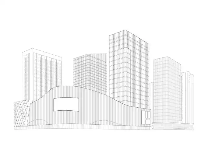 城市建筑线条简笔画