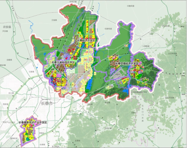 批复面积499平方公里,包括一个国家级开发区即长春高新技术产业开发