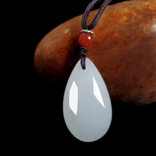 天然真玉吊坠水滴形吊坠新疆昆仑白玉男女情侣款挂件玉坠项链