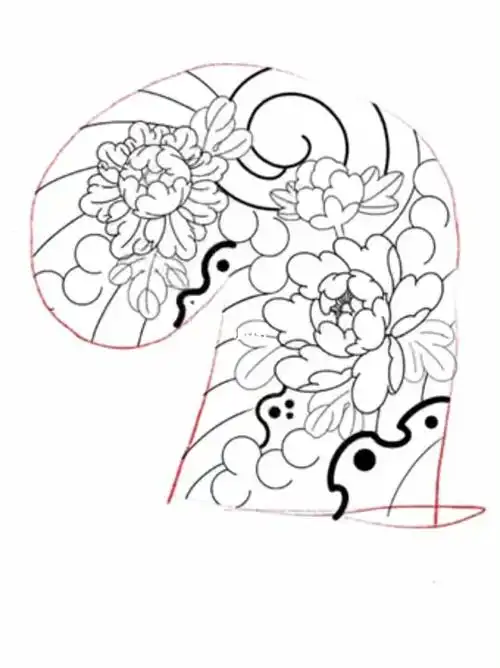 沈阳日式老传统半甲纹身手稿