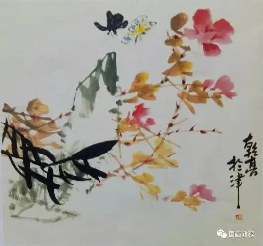 【国画教程】徐湛写意花鸟画教程:蝴蝶画法_粉蝶