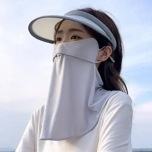 新品夏季护颈防晒面罩面纱女全脸罩开车薄款透气防紫外线遮阳