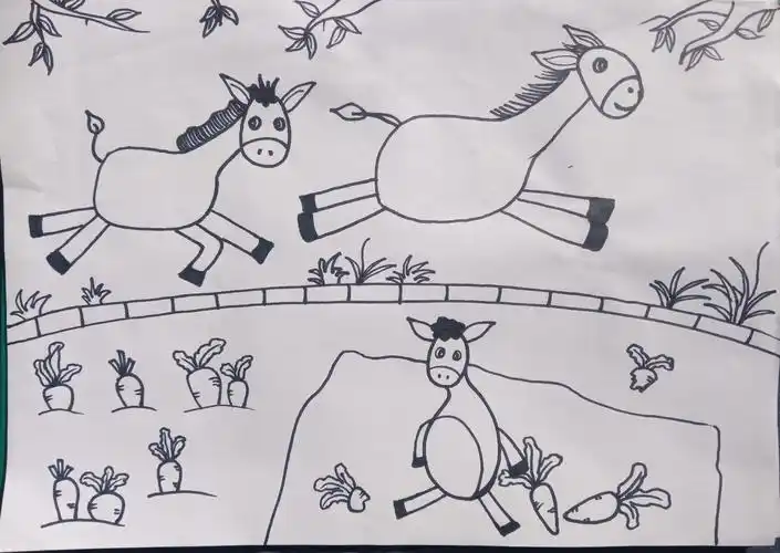 所有的小毛驴都画好了,接着就要安排画面的场景了,小毛驴在什么地方?